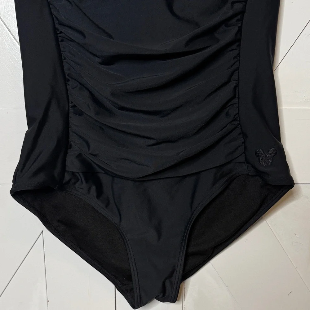 Disney Black Halter Ruched One Piece Swimsuit